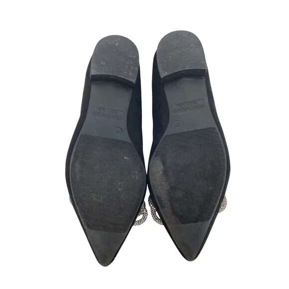 Dominique Nicole Womens Black Flats With Rhinestone Bow Embellishment Size 8M - Picture 4 of 6